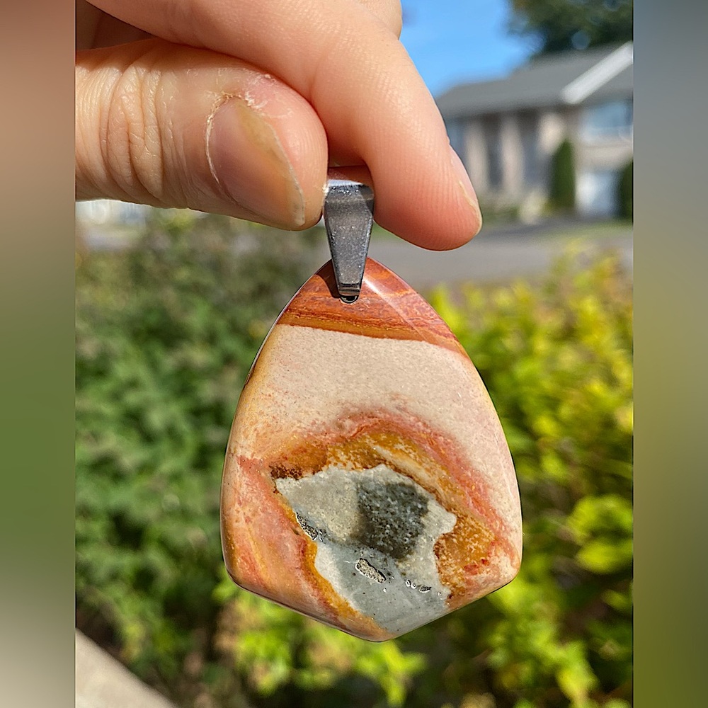 Polychrome Jasper Pendant Necklace